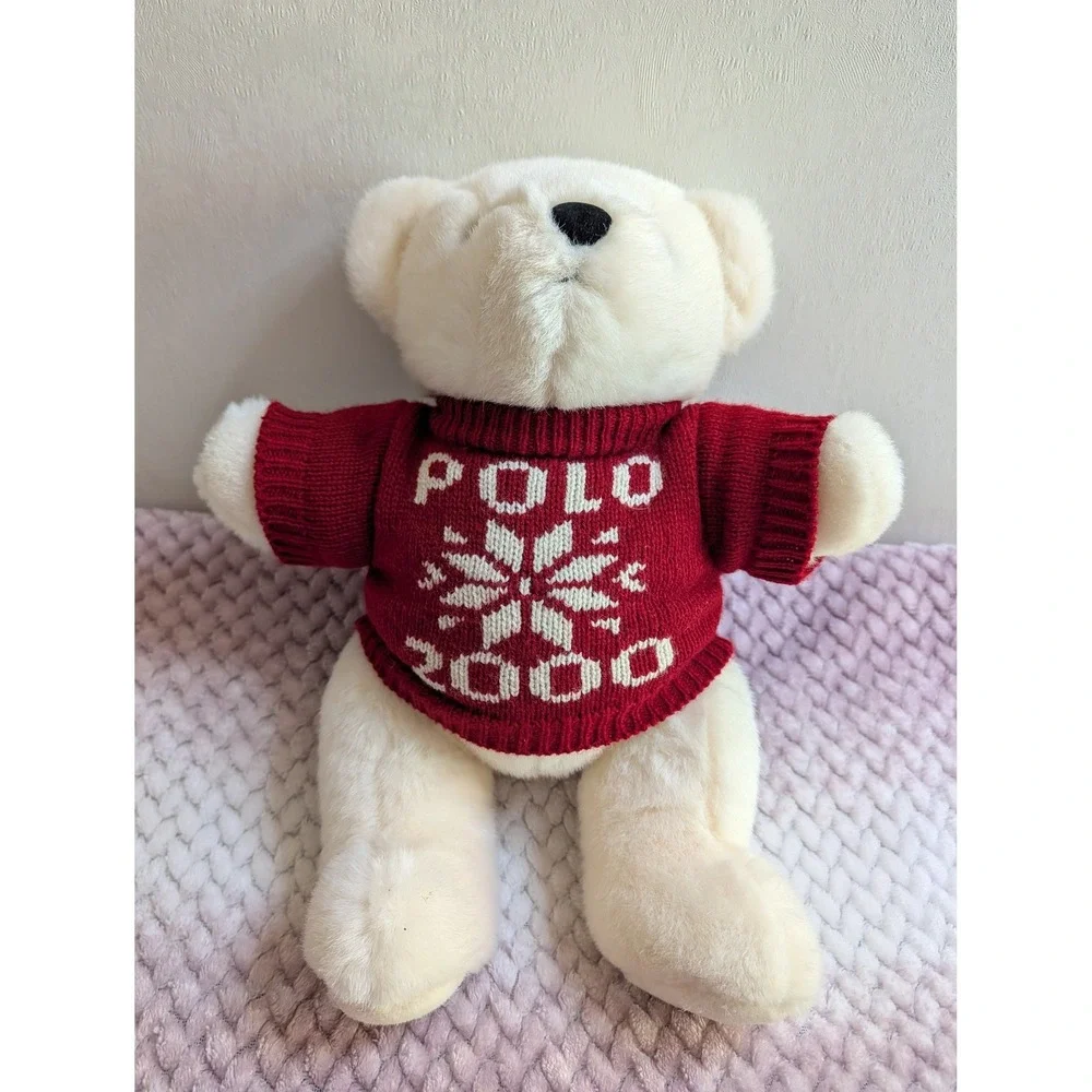 Vintage Ralph Lauren Polo Bear 1999 Red‎ Snowflake Sweater Polo 2000 Plush 17